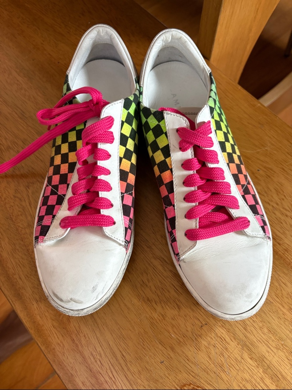 Amiri Viper Rainbow Checkered Leather Sneakers - Picture 3 of 6
